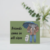 Elephant Man Dog Walking Fantasy Art Briefkaart (Staand voorkant)