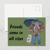 Elephant Man Dog Walking Fantasy Art Briefkaart (Voorkant / Achterkant)