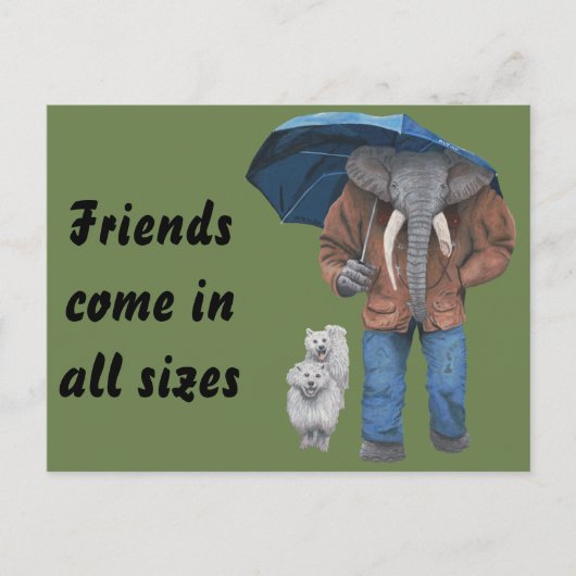 Elephant Man Dog Walking Fantasy Art Briefkaart (Voorkant)