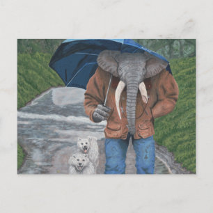 Elephant Man Walking Dogs Fantasy Art Briefkaart