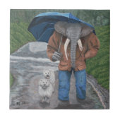 Elephant Man Walking Dogs Fantasy Art Ceramic Tile Tegeltje (Voorkant)