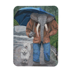 Elephant Man Walking Dogs Fantasy Art Fotomagneet Magneet