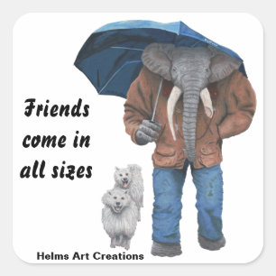 Elephant Man Walking Dogs Fantasy Art Stickers