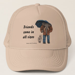 Elephant Man Walking Dogs Fantasy Art Trucker Hat Pet