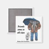 Elephant Man Walking Dogs Fantasy Button Magnet (Voorkant / Achterkant)