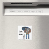 Elephant Man Walking Dogs Fantasy Button Magnet (Insitu (Vaatwasser))
