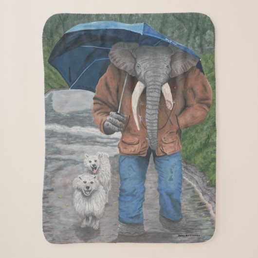Elephant Man Walking Dogs Fantasy Sherpa Blanket Deken (Voorkant)