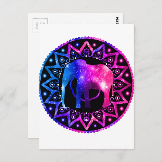 Elephant Mandala Briefkaart (Voorkant / Achterkant)
