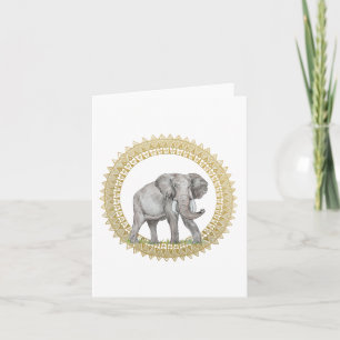 Elephant Mandala Folded Note Card Kaart