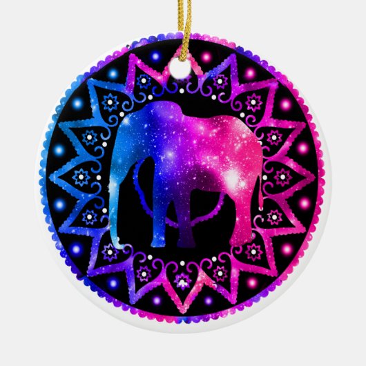 Elephant Mandala Keramisch Ornament (Voorkant)