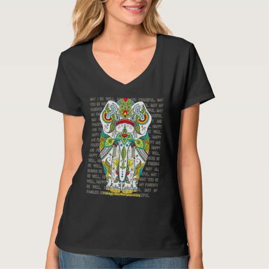 Elephant Mandala Loving Kindness Metta Wish Blessi T-shirt (Voorkant)