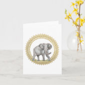 Elephant Mandala Opgevouwen Note Kaart (Gele Bloem)