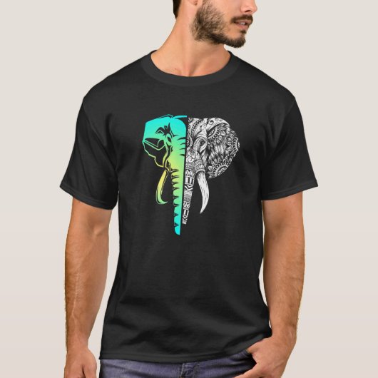 Elephant Mandala Wilderness Safari Africa India Wi T-shirt (Voorkant)