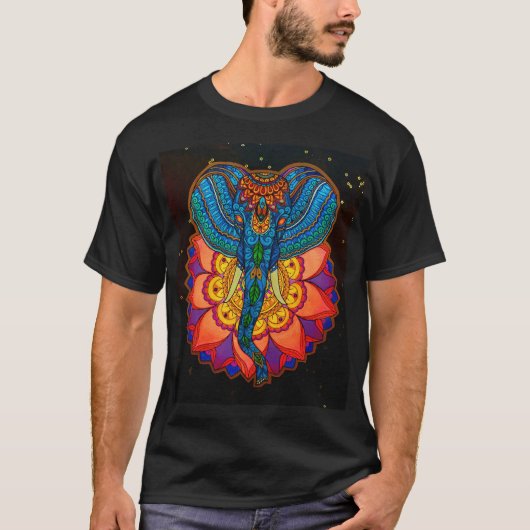 Elephant Mandala with a Mystical Lotus T-shirt (Voorkant)
