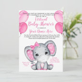 Elephant Mask Virtual Shower Baby Girl Uitnodiging (Staand voorkant)