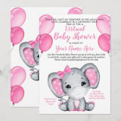 Elephant Mask Virtual Shower Baby Girl Uitnodiging (Voorkant / Achterkant)