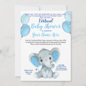 Elephant Mask Virtual Shower Baby Uitnodiging (Voorkant)