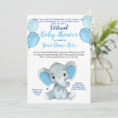 Elephant Mask Virtual Shower Baby Uitnodiging (Staand voorkant)