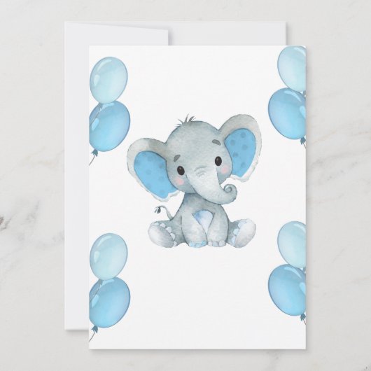 Elephant Mask Virtual Shower Baby Uitnodiging (Achterkant)