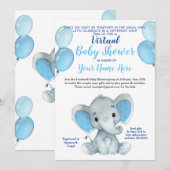 Elephant Mask Virtual Shower Baby Uitnodiging (Voorkant / Achterkant)