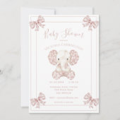 Elephant Mauve Toile  Baby shower Kaart (Voorkant)