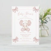 Elephant Mauve Toile  Baby shower Kaart (Staand voorkant)