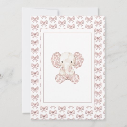 Elephant Mauve Toile Baby shower Kaart (Achterkant)