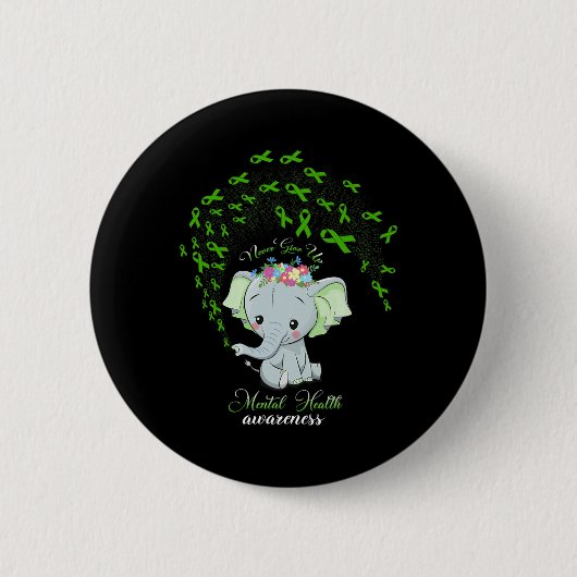 Elephant Mental Health Awareness Gift Warrior Mann Ronde Button 5,7 Cm (Voorkant)
