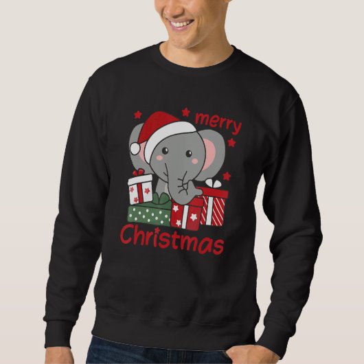 Elephant Merry Christmas Winter Elephant Christmas Trui (Voorkant)