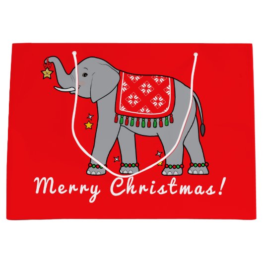 Elephant Merry kerst Groot Cadeauzakje (Voorkant)