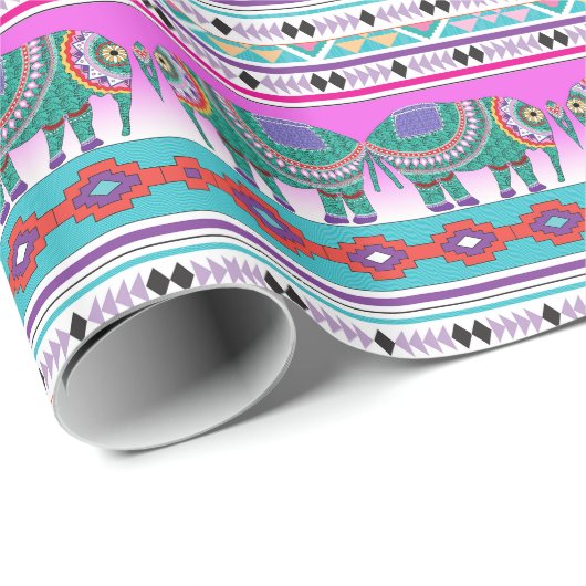 Elephant met Aztec Pattern Cadeaupapier (Rol Hoek)