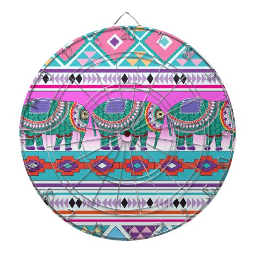 Elephant met Aztec Pattern Dartbord (Voorkant)