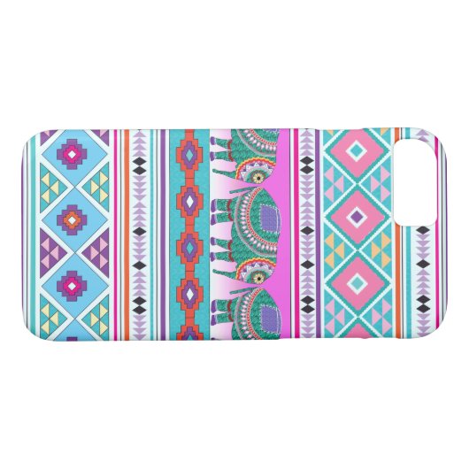 Elephant met Aztec Pattern iPhone 7 Hoesje (Achterkant (Horizontaal))