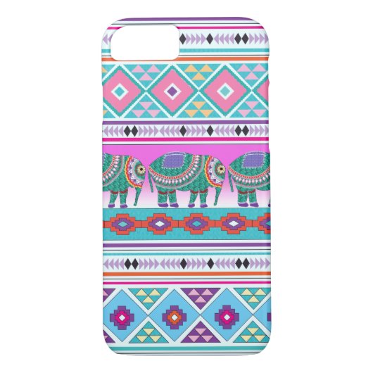 Elephant met Aztec Pattern iPhone 7 Hoesje (Achterkant)