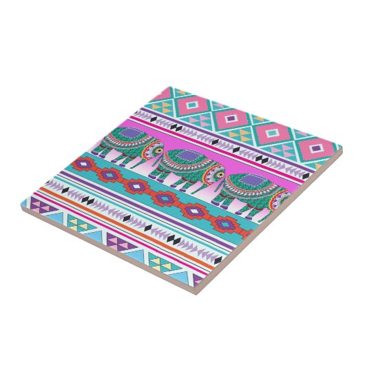 Elephant met Aztec Pattern Tegeltje (Zijkant)