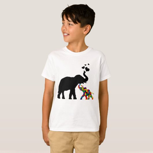 Elephant met baby autisme shirt (Voorkant volledig)