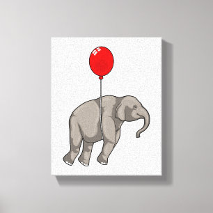 Elephant met ballon canvas afdruk