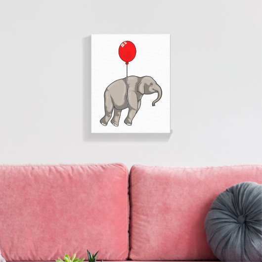 Elephant met ballon canvas afdruk (Insitu (Woonkamer))