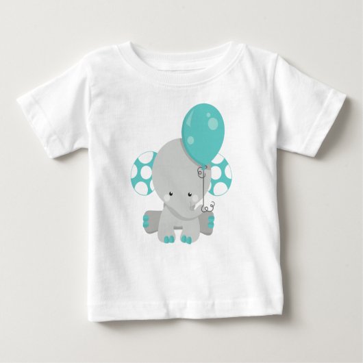 Elephant met ballon, Cute Elephant - Blue Grey (Voorkant)