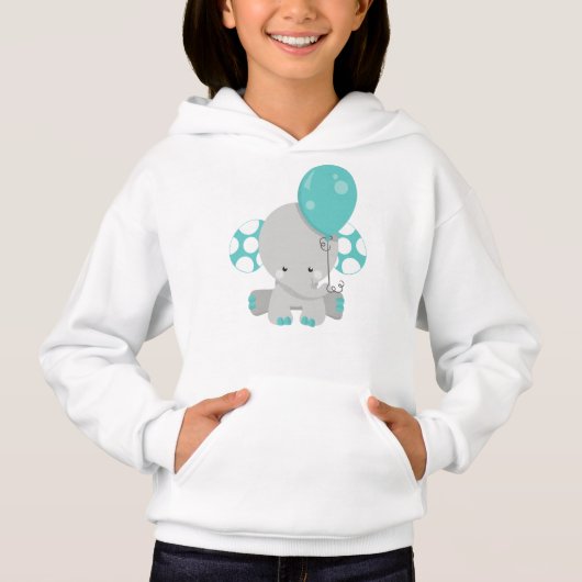 Elephant met ballon, Cute Elephant - Blue Grey (Voorkant)