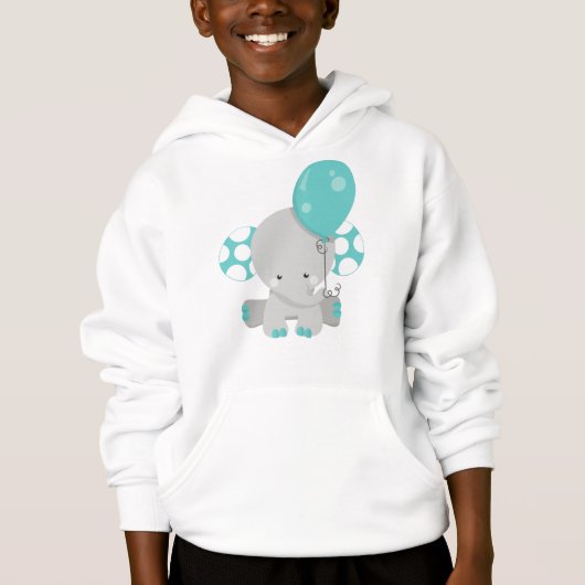 Elephant met ballon, Cute Elephant - Blue Grey (Voorkant)