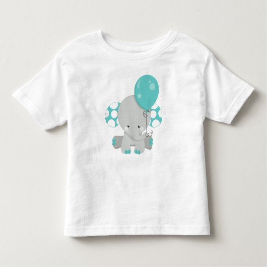 Elephant met ballon, Cute Elephant - Blue Grey Kinder Shirts (Voorkant)
