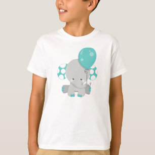 Elephant met ballon, Cute Elephant - Blue Grey T-shirt