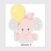 Elephant met ballon, Cute Elephant, Crown, sterren Sticker (Vel)