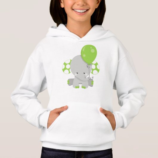 Elephant met ballon, Cute Elephant - Green Grey (Voorkant)