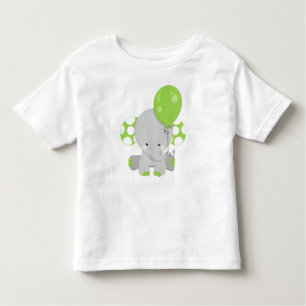 Elephant met ballon, Cute Elephant - Green Grey Kinder Shirts