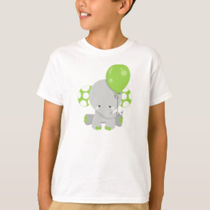 Elephant met ballon, Cute Elephant - Green Grey T-shirt