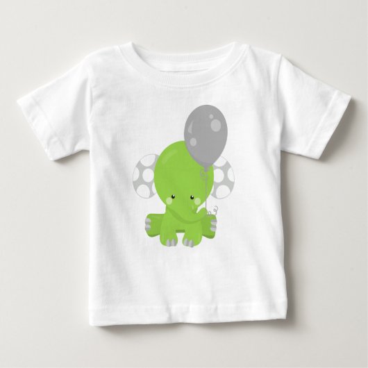 Elephant met ballon, groen olifant, stolend dier (Voorkant)