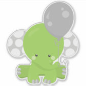 Elephant met ballon, groen olifant, stolend dier sticker (Voorkant)
