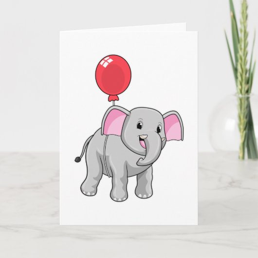 Elephant met ballon kaart (Voorkant)